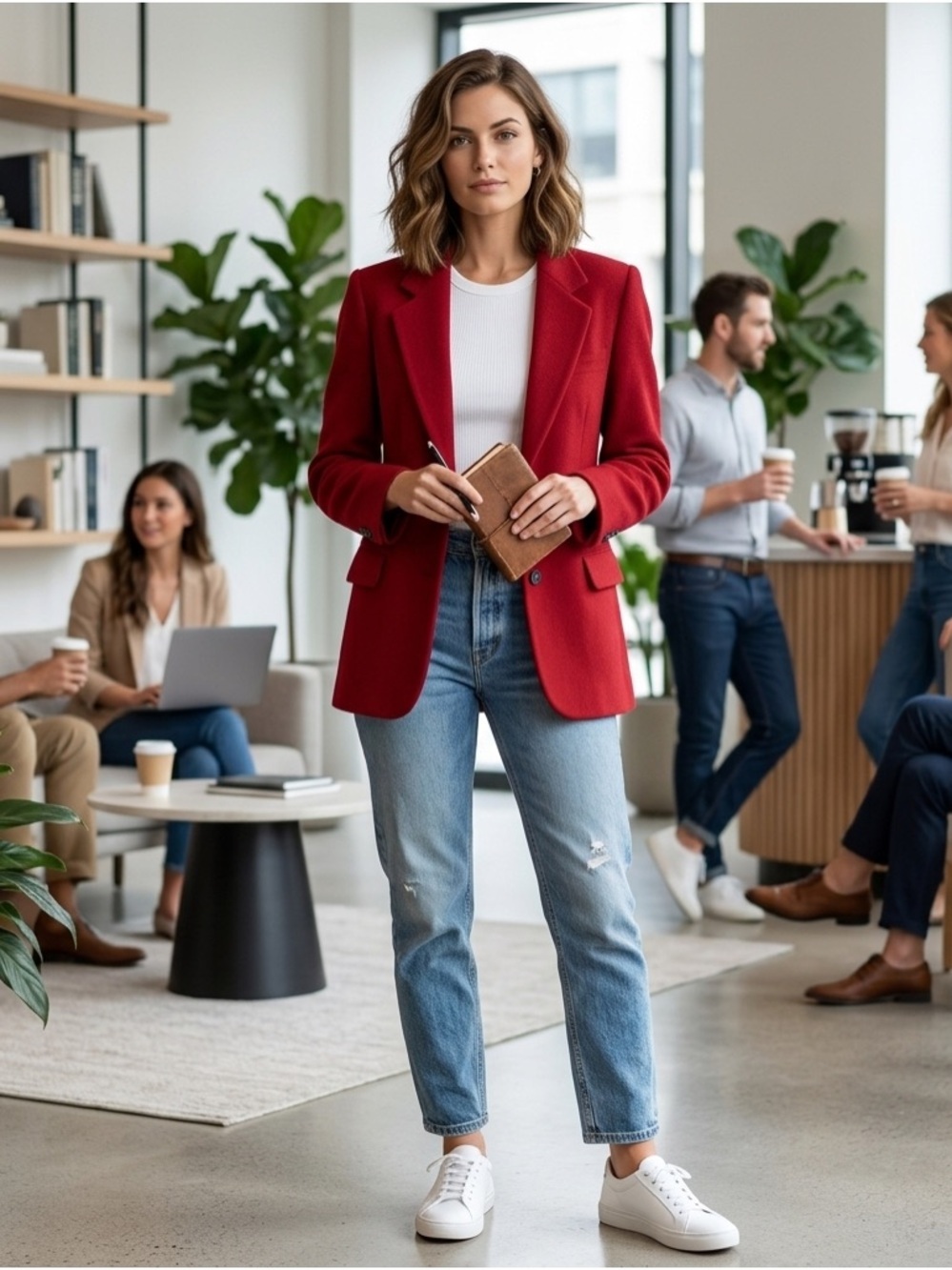 Lord & Taylor Red Wool Cashmere Blend Blazer Size 6 Single Button Structured